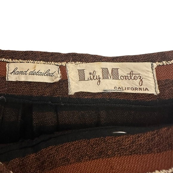 VTG. RARE 1950’s LILY MONTEZ HAND DETAILED STITCH EARTHY STRIPED BOHO MIDI SKIRT - Picture 11 of 13